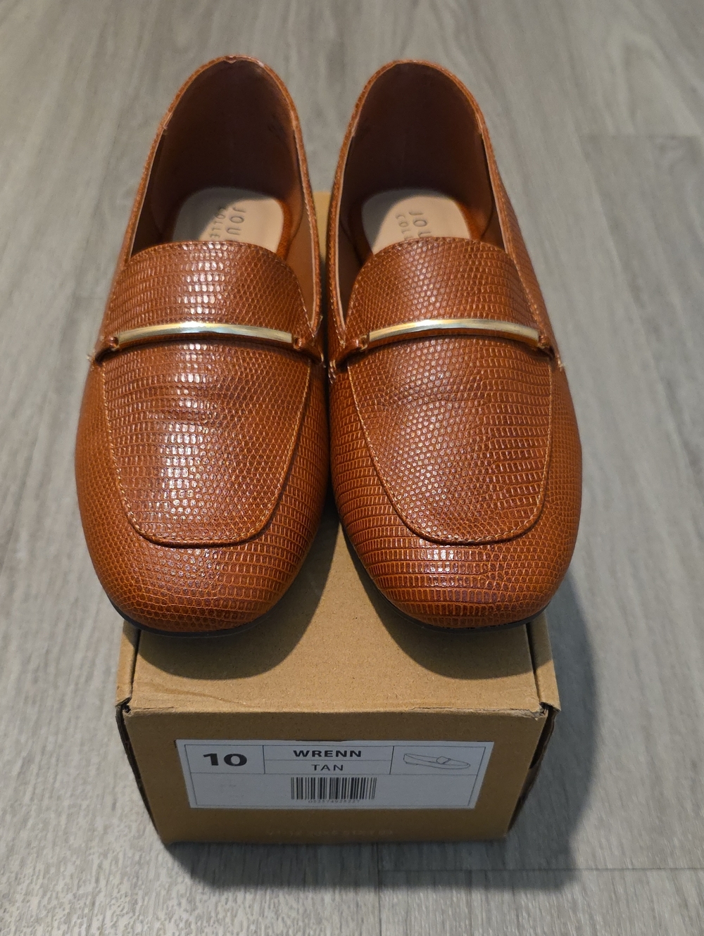 Wrenn Tan Women's Loafers with Gold Accent